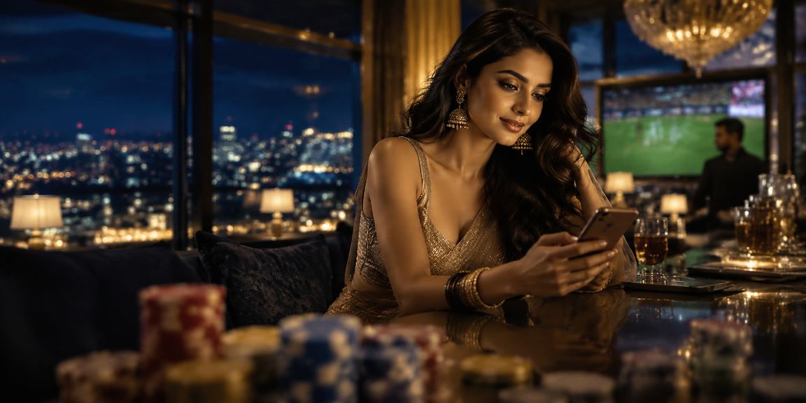 Young Indian player focused on online cricket betting on a digital device